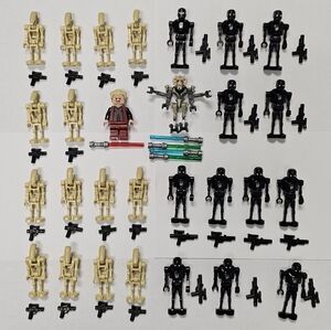 Lot of 28 Lego Compatible Star Wars Minifigures Palpatine Grievous Battle Droids